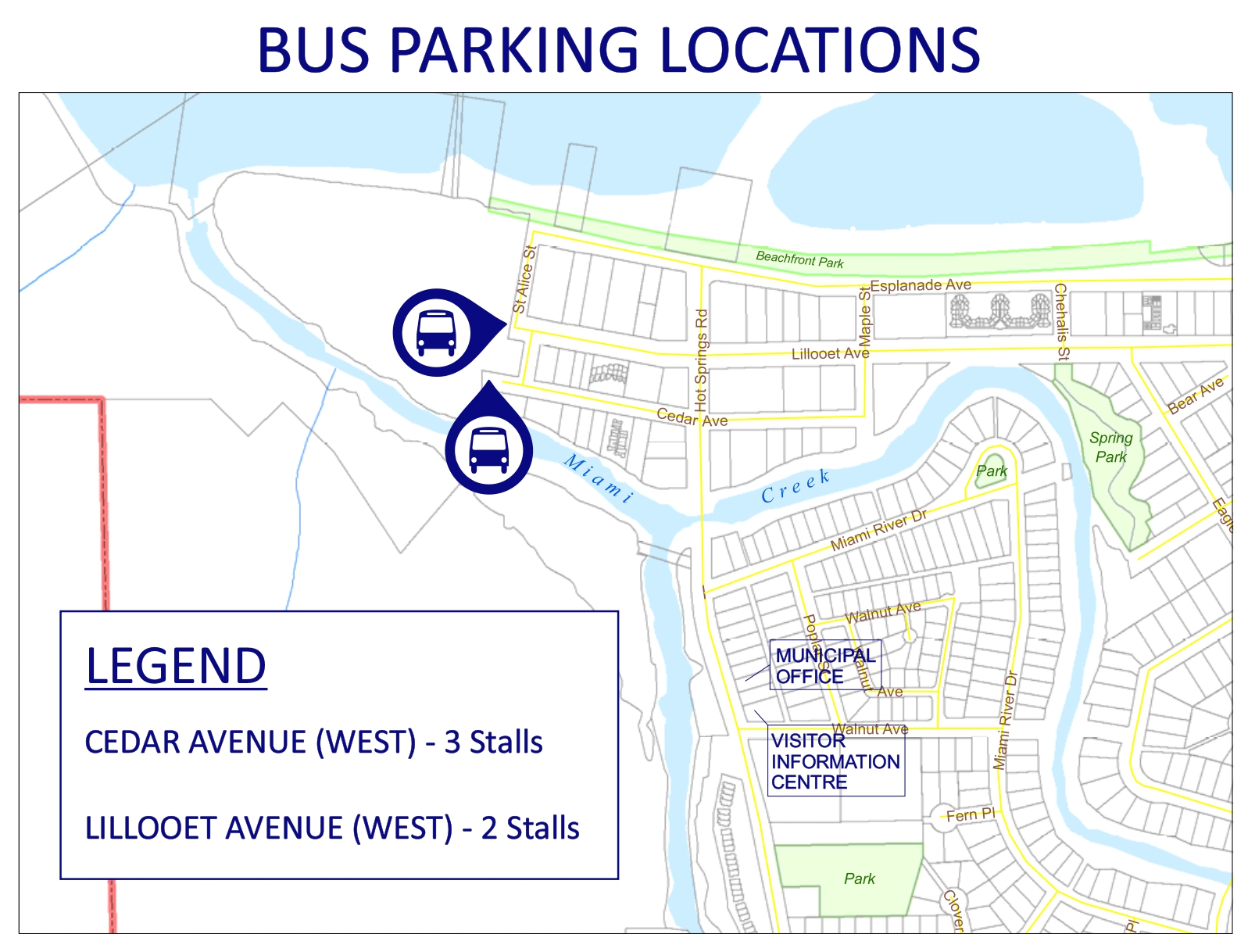 Bus parking locations in Harrison Hot Springs