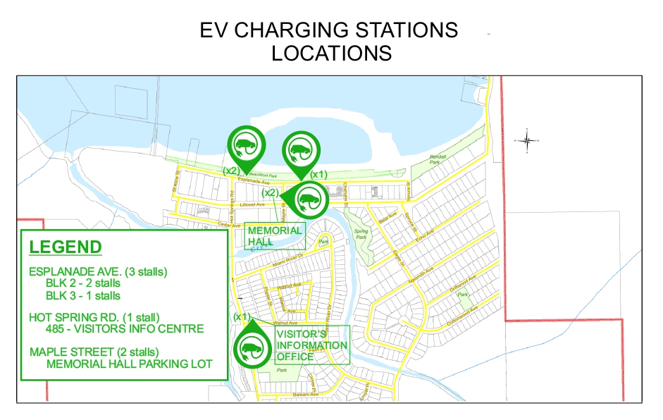Map of EV charging stations in Harrison Hot Springs