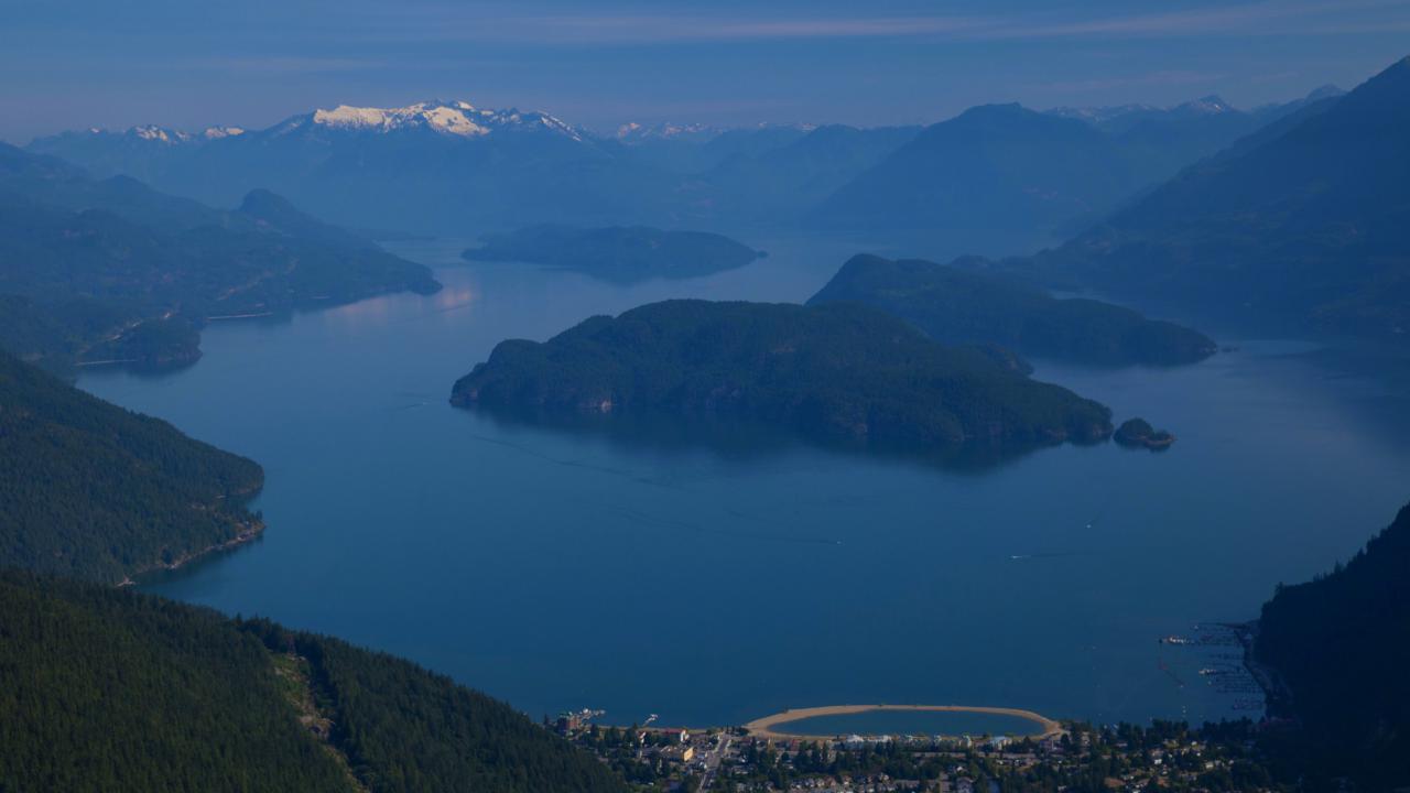 Lake view with mountains in the background