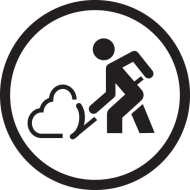 Icon of a person shovelling snow