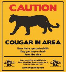 Cougar in area sign